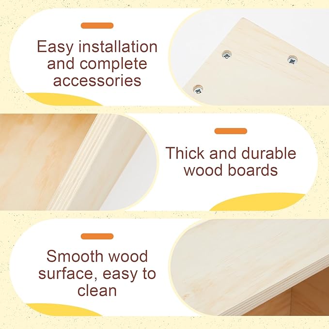 Maxcheck 2 Pack Wood Rabbit Nesting Box, 14x8x8 Inch Wooden Hutch Hideout for Breeding, Natural Burrow Den Alternative for Rabbits & Small Animals