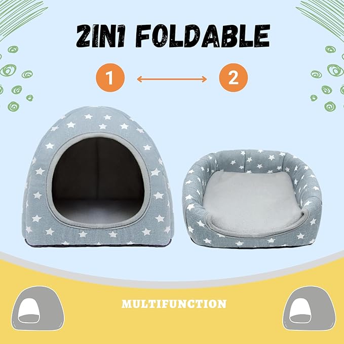 2 Pack Guinea Pig Hideout Bed Washable Guinea Pig Cage Accessories Cozy House Habitat Hide-Out for Chinchilla Hedgehog Small Animal Supplies