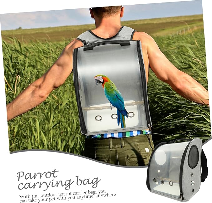 SUPVOX Parrot Carrier Backpack with Bird Perch Breathable Outdoor Bird Straps Transparent Window Design for Hiking Shopping and Travel