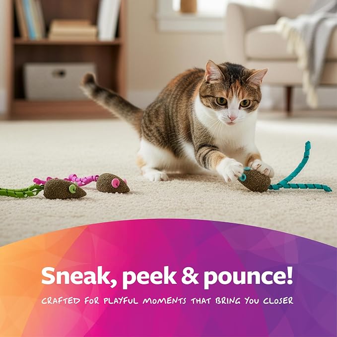 SmartyKat Magic Mice Compressed Catnip and Ribbon Cat Toys, Mess-Free for Hunting & Batting Fun for Cats & Kittens, Set of 3 - Image 5