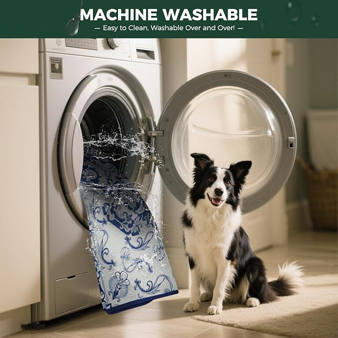 FXW Washable Pee Pads for Dogs, Leak-Proof & Non-Slip, Specifically Designed for Potty Training, 35" Square, Mandala Blue, 2 Packs