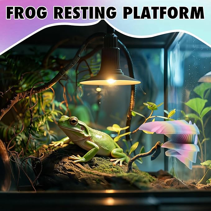 Mushroom Reptile Tank Decor, Mushroom Climbing and Resting Platform Habitat for Tree Frog Terrarium, Reptile Ledge for Leopard Gecko, Lizards, Fish, Turtle, Hermit Crab (Colorful)