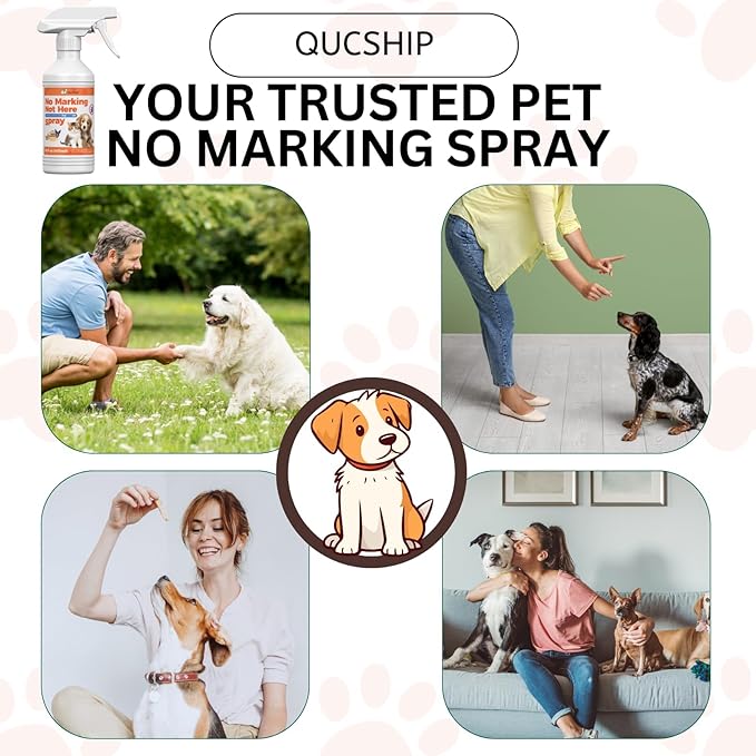Qucship 16oz No Pee Spray for Dogs Inside, Stop Dog Urinating in House with No More Peeing, Indoor Dog No Marking Spray for Furniture & Carpet, Best Don't Pee Here Dogs Right