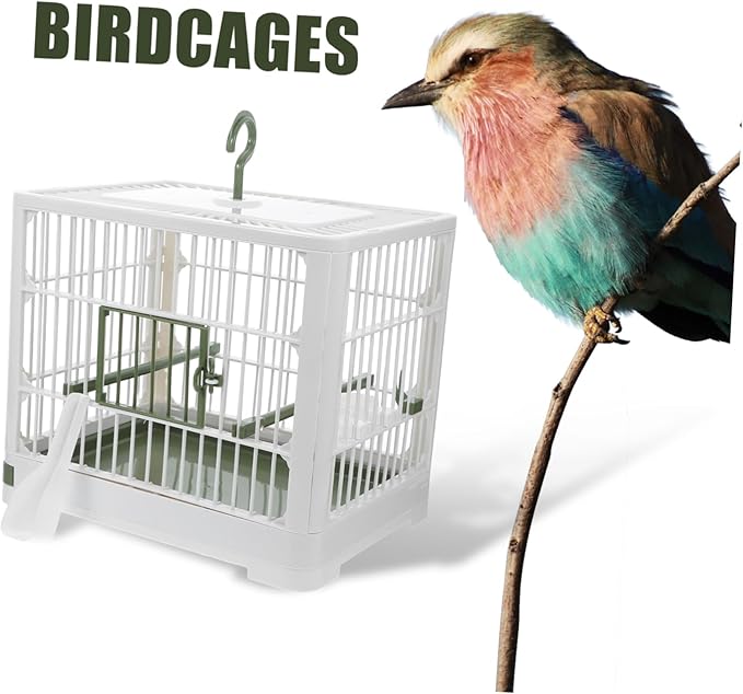 HANABASS Foldable Bird Travel Carrier Cage with Stand Lightweight Portable Parrot Cage for Small Birds for Parakeets and Cockatiels Breathable Design for Travel