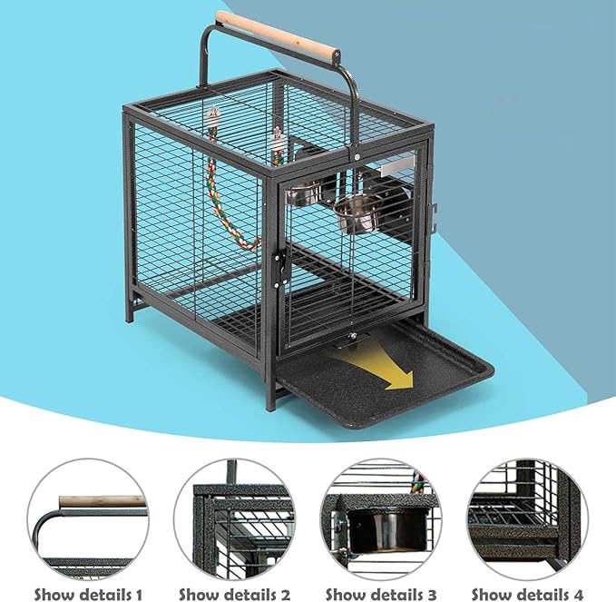 Cage Bird Carrier Lightweight Sturdy Birdcage with Handle for Canaries Sugar Gliders Hedgehogs Lovebirds Budgies