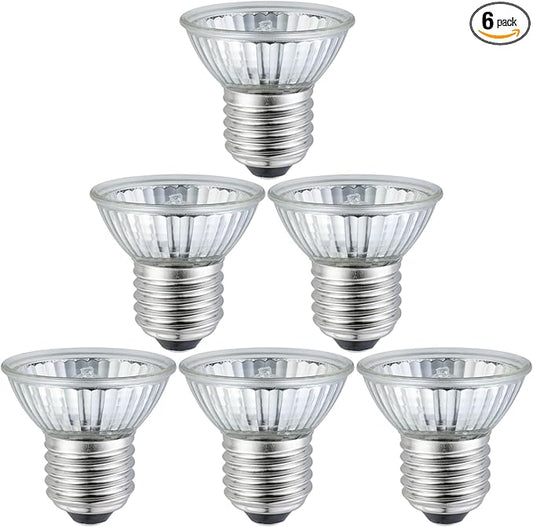 UVB UVA Reptile Light Bulb 25W Bulb for Reptiles and Amphibians Tanks, Turtle Bearded Dragon Lizard Cages Frogs Heat Lamp Replacement Bulb, Pack of 6