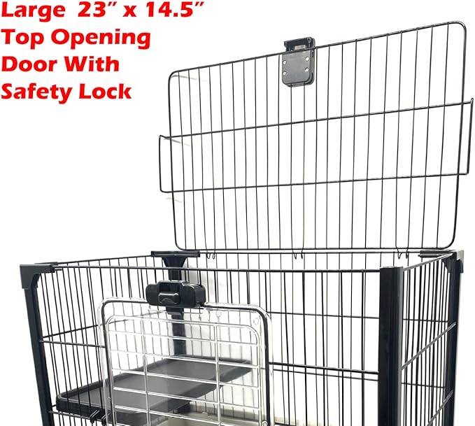 Large 5-Tiers Deluxe in/Outdoor Chinchilla Ferret Squirrel Hedgehog Kitten Rabbit Bunny Hutch House Critter Habitat Mesh Floor Easy Clean 2-Inch Deep Pull Out Tray with Rolling Casters