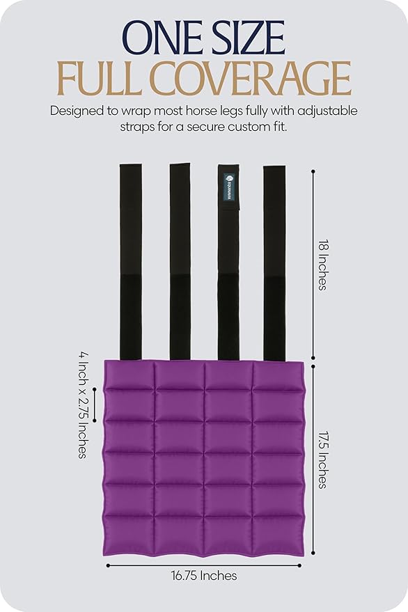 Equinavia Cool Relief Therapy Ice Boots Leg Wraps Pair for Horses, Gel Pack with Adjustable Straps | 16.5" x 15.5" with Storage Bag - Purple - Pair - One Size