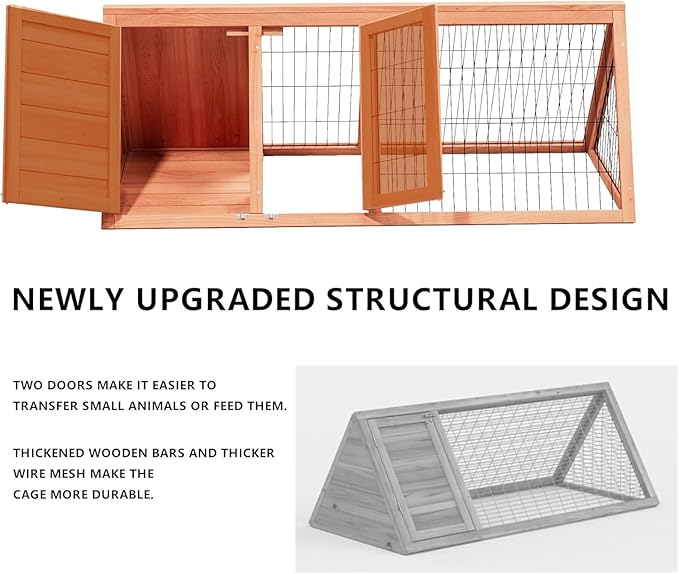 Small Chicken Coop, Chicken Run,Small Wooden Duck Coop Outdoor Quail Cage Rabbit Pet Hutch House Small Animals (Ntural Wood)