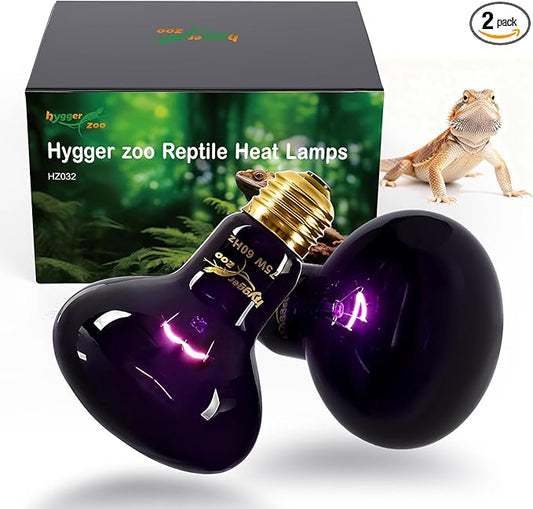 Reptile Heat Lamp, 2 Pack 75W Heat Lamp Bulbs Reptile Night Heat Bulb Basking Light for Bearded Dragon Chameleon Turtle Snake Gecko Lizard Chicken Tank Accessories, Purple