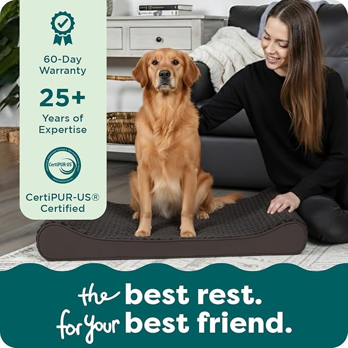 FurHaven Ultra Plush & Suede Luxe Lounger Orthopedic Pet Bed, Chocolate, JumboPlus