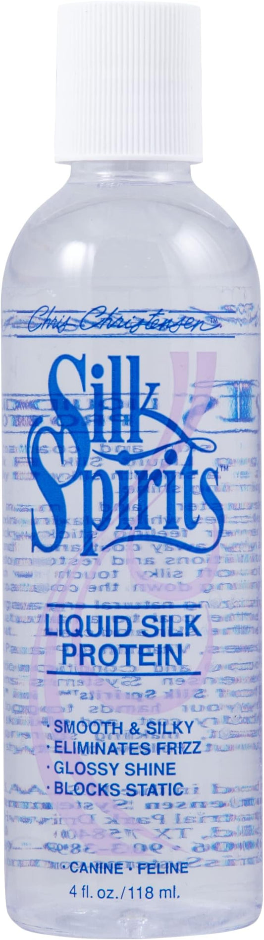 Chris Christensen Silk Spirits, Liquid Silk Protein, Dog Conditioner for Long Hair Dogs and Drop Coated Dogs, Groom Like a Professional, Made in USA, 4 oz