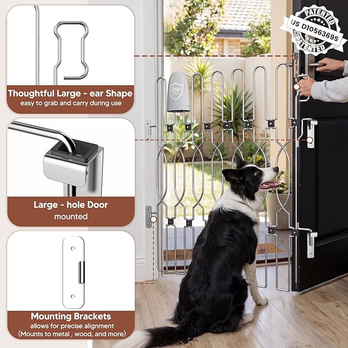 Snagle Paw Extra Tall Metal Retractable Door Barrier, 32.3" Wide 35" Tall Safety Dog Gate for Front Door,Easy Install Retractable Pet Gate for Recreational Vehicle,Doorways