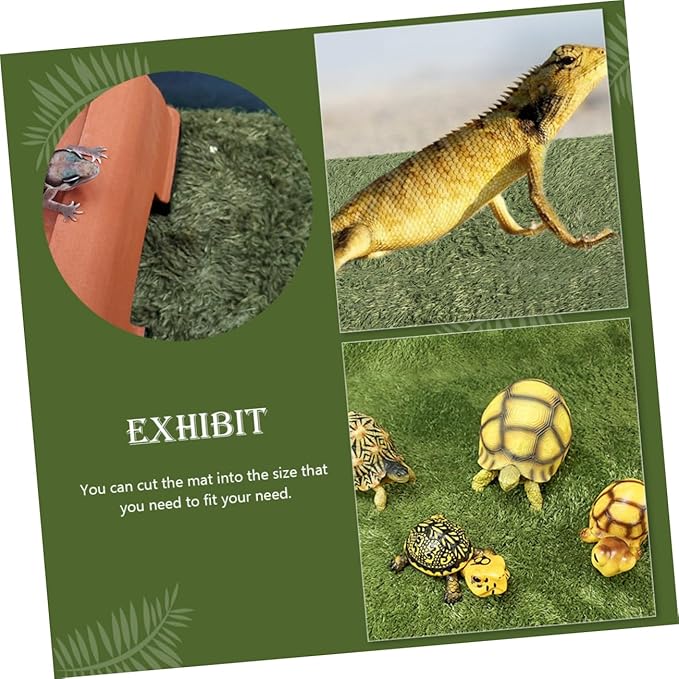 Abaodam Crawl Pets Cushion Reptile Carpet Liner for Terrarium Reusable Fake Lawn Mat Premium for Tortoise and Lizard Habitat Easy to Install and Remove
