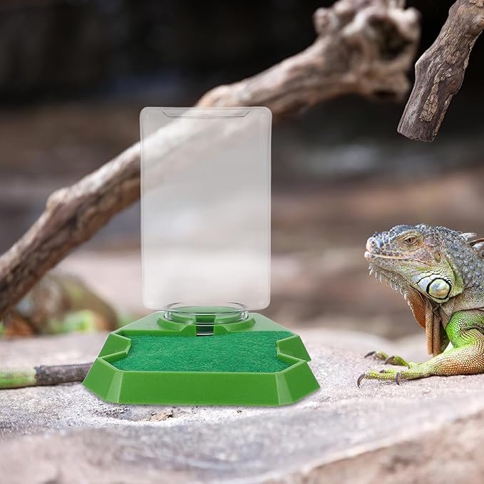 Abaodam Reptile Water Dispenser and Feeding Dish, Green Hydration Waterer for Lizard Tank, Terrarium Bowl Accessory Suitable for Gecko, Tortoise, and Amphibian Enclosures