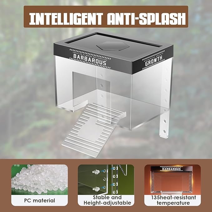 Turtle Basking Platform with Lid and Nonslip Ramp, Acrylic Turtle Ramp, Habitat Enclosure Cage, Aquatic Reptile Ramp Dock, Reptile Terrarium for Aquatic Turtles Transparent 20x14x14cm