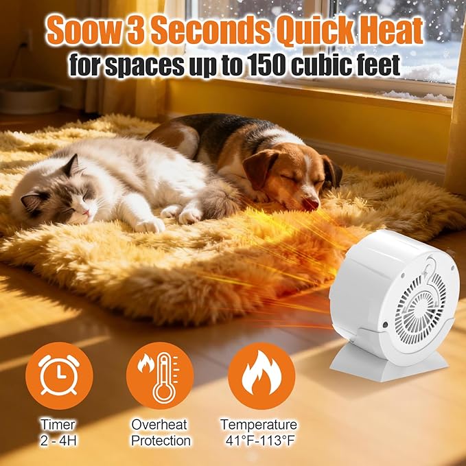 200W Reptile Heat Mats Space Heater, Adjustable Temperature Reptile Heating Heaters, Non-Light Heating Solution with Expanded Heating Range for Hermit Crabs/Leopard Geckos/Turtles/Snakes/Frog/Iguana