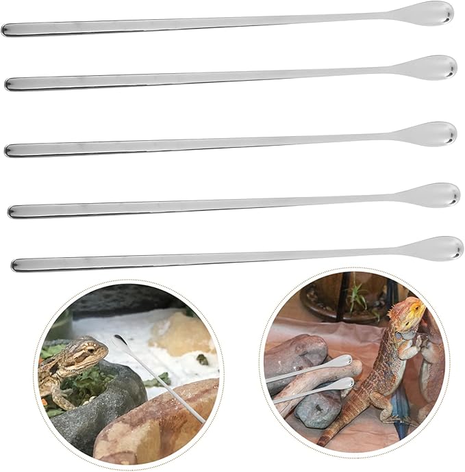 Abaodam 5pcs Lightweight Reptile Food Spoons for Lizard Feeding Portable Feeding Tools for Small Animals for Reptile Tanks and PET Care