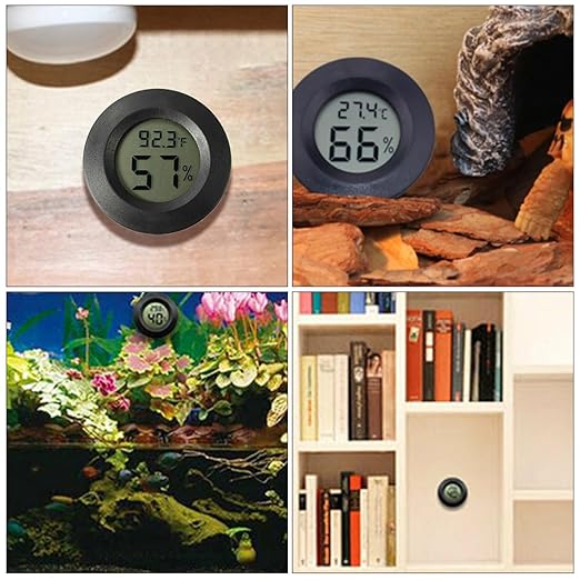 POPETPOP 14pcs Mini Digital Hygrometer Thermometer for Reptile Tanks Terrariums Accurate Humidity Measurement for Bearded Dragon Accessories Compact Lightweight Design