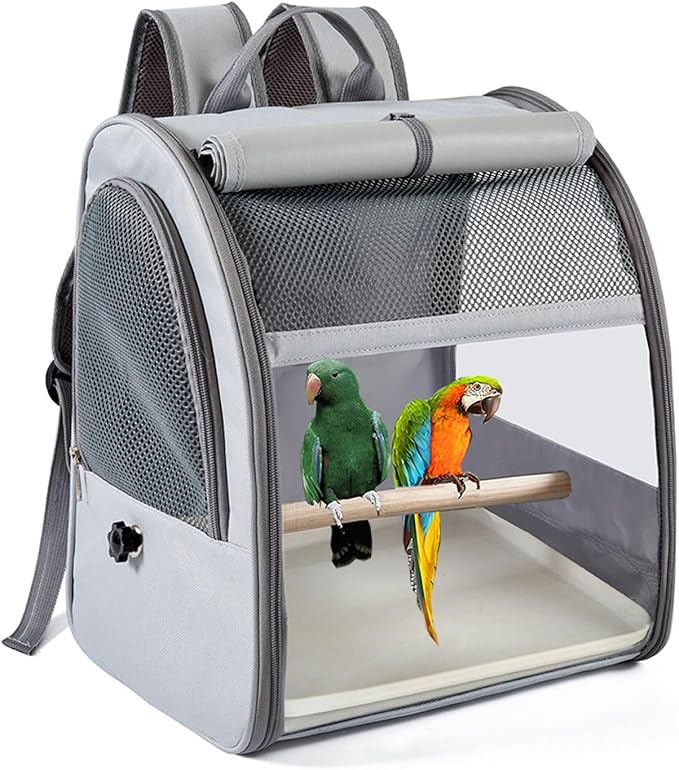 Light Weight Bird Travel Cage Backpacks with Ventilated Window and Side Pockets for Outdoor Activity Small Parrots Backpacks