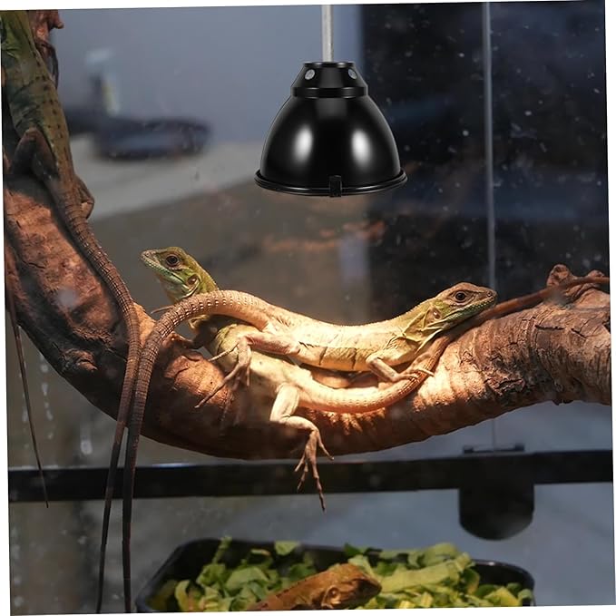 VOSAREA 1set Reptile Heat Lamp Dome Cover Aluminum Insulated Shade for Snakes Lizards and Turtles Cup Protective Mesh for Breeding Boxes and Terrariums