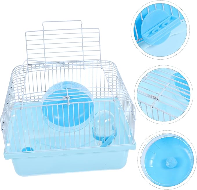 Mikikit Hamster Cage Pet Cage Travel Carry Rat Cage Hamster House Small Pets Supplies Hamster Toy Accessories