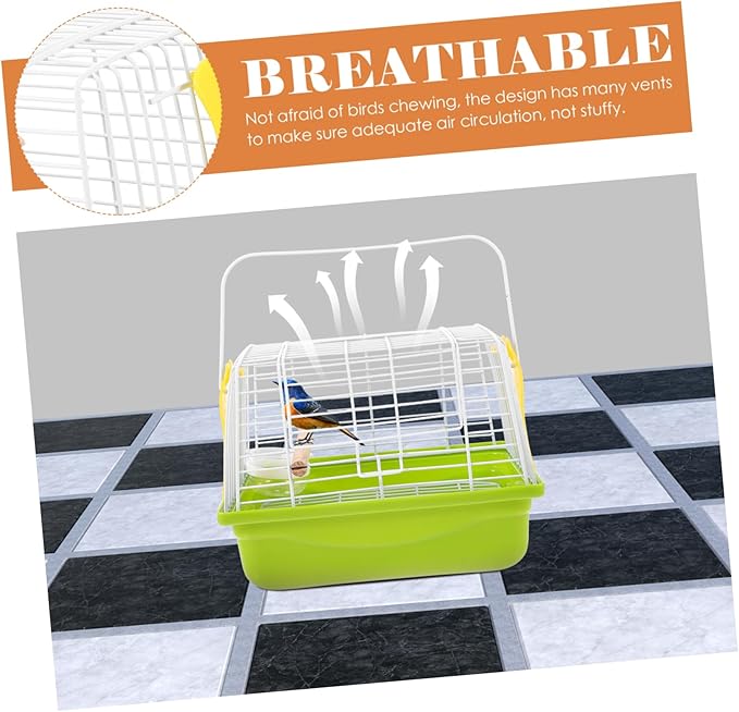 1set Portable Bird Carrier Cage Handle Comfortable Travel Cage for Parrots Cockatiels and Birds for Hiking Outings and Sightseeing Breathable Wire Structure for Air Circulation