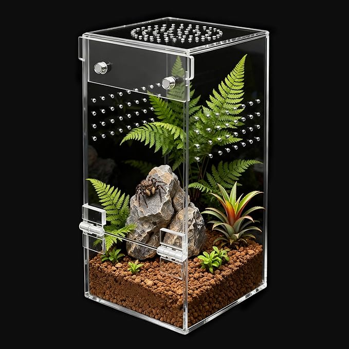 Jumping Spider Enclosure,Escape Proof Reptile Tank,Transparent Acrylic Complete Bug Habitat,Praying Mantis Terrariums,Arboreal Tarantula Cribs Cage,Insect Starter Container,Single Cylinder