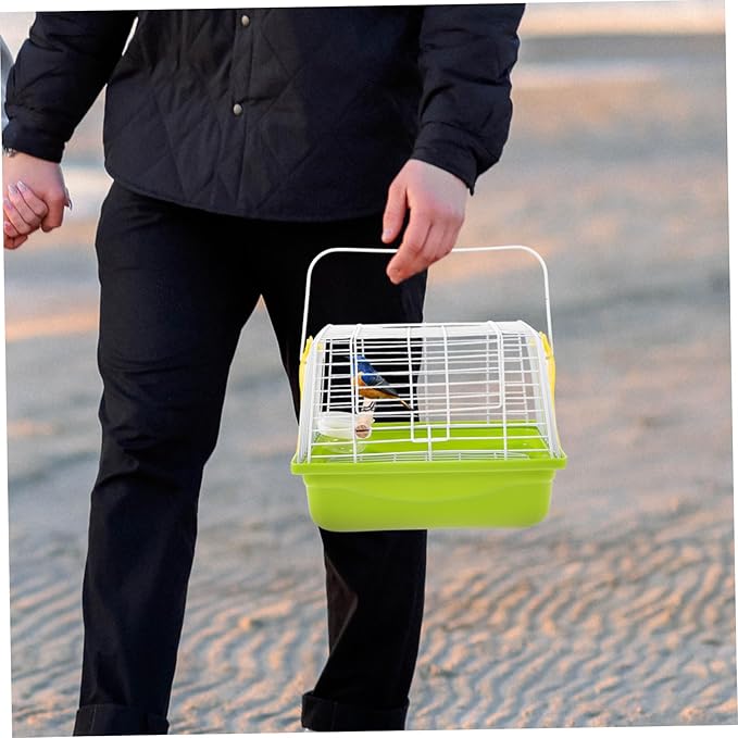 1 Set Portable Bird Carrier Cage for Parrots Lightweight Travel Cage with Handle Breathable Wire Structure for Hiking Sightseeing Camping Trips
