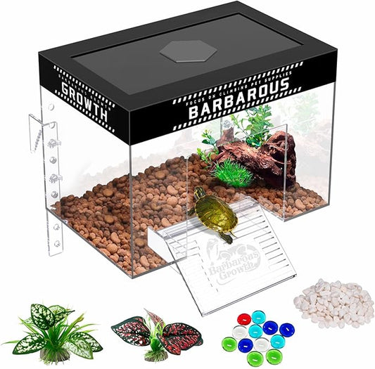 GOZILLA Adjustable Turtle Basking Platform, 7.9x5.5x5.5''Acrylic Turtle Topper & Dock, Hanging Platform Enclosure Warm Room for Turtles, Small Reptiles.(Small)