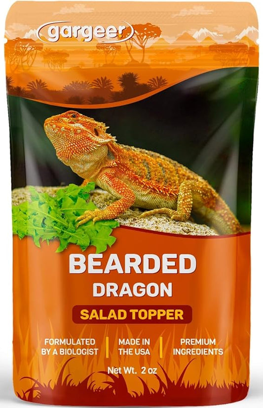 Gargeer 2oz Bearded Dragon Food Supplement, Flower Salad Mix Topper. Supercharge Juveniles & Adults Appetite, Health & Immune System. Complete Diet, Rich with Vitamins, Made in The USA. Enjoy!