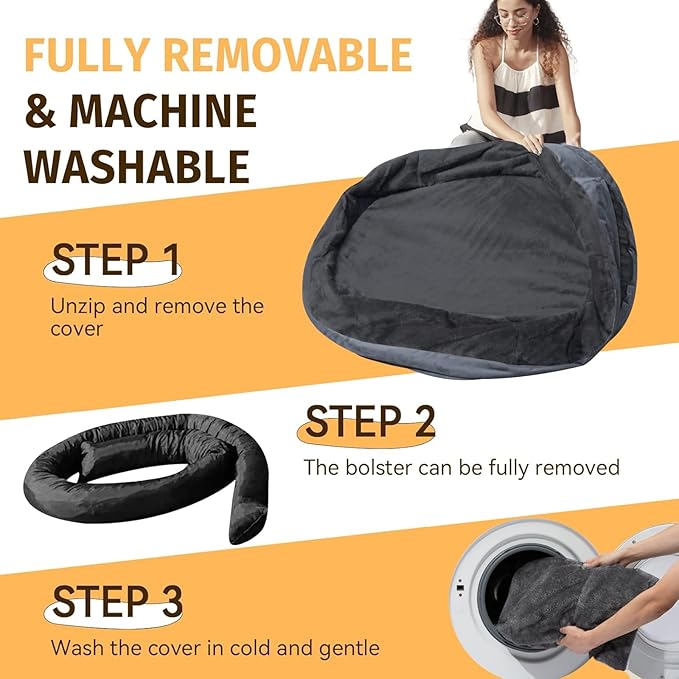 Orthopedic Dog Bed for Medium Dogs, Waterproof Dog Bed with Removable Bolsters, Egg Crate Foam Pet Couch for Medium Size Dog with Machine Washable Cover & Non-Slip Bottom, Dark Grey