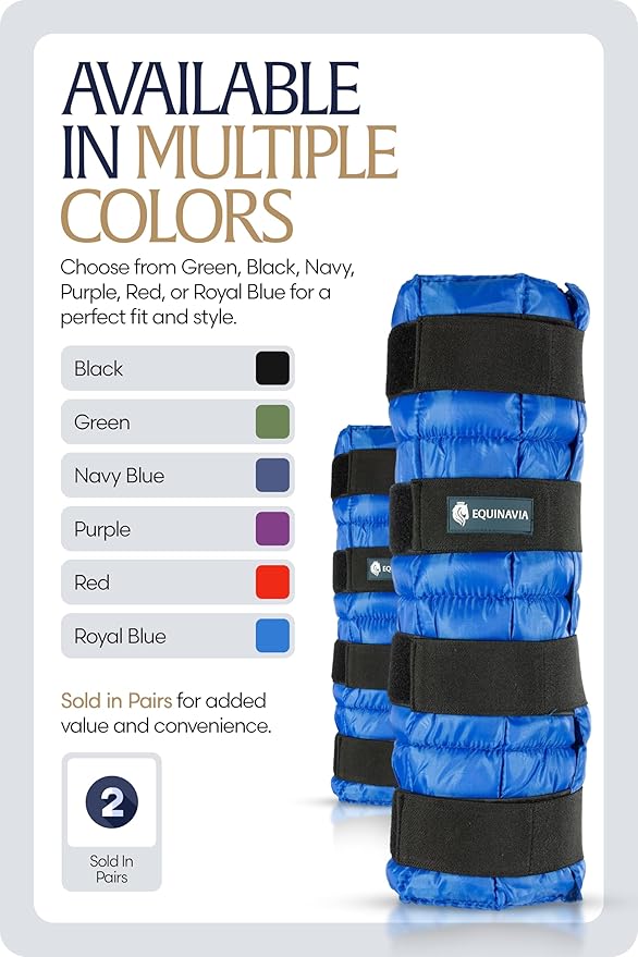Equinavia Cool Relief Therapy Ice Boots Leg Wraps Pair for Horses, Gel Pack with Adjustable Straps | 16.5" x 15.5" with Storage Bag - Royal Blue - Pair - One Size