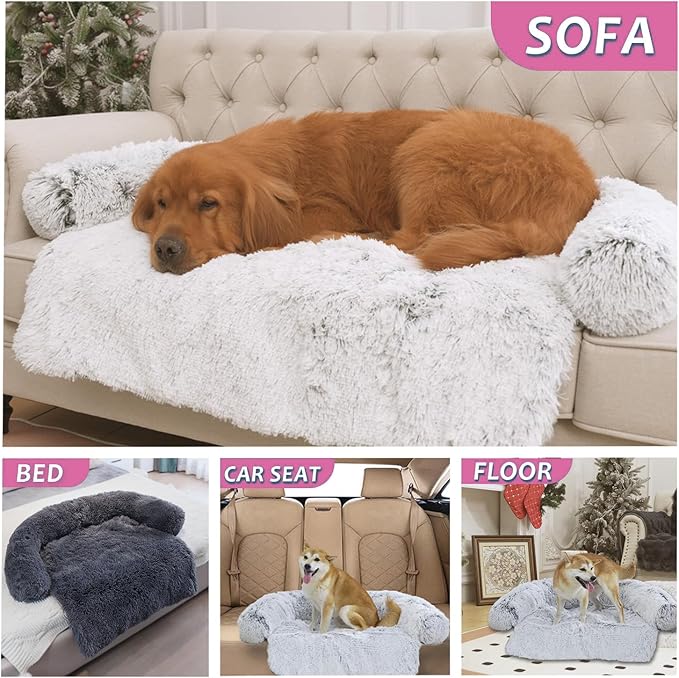 Tinaco Luxurious Calming Dogs/Cats Bed Mats, Dog Pad Washable Removable Couch Cover, Plush Long Fur Mat for Pets, Waterproof Lining, Perfect for Small, Medium and Large Dogs and Cats (Pink, 59"x39")
