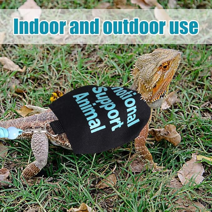DONGKER Bearded Dragon Harness and Leash Set,Self-Adhesive Adjustable Lizards Walking Training Harness Escape Proof with 4.4ft Nylon Leash for Outdoor Indoor Walking
