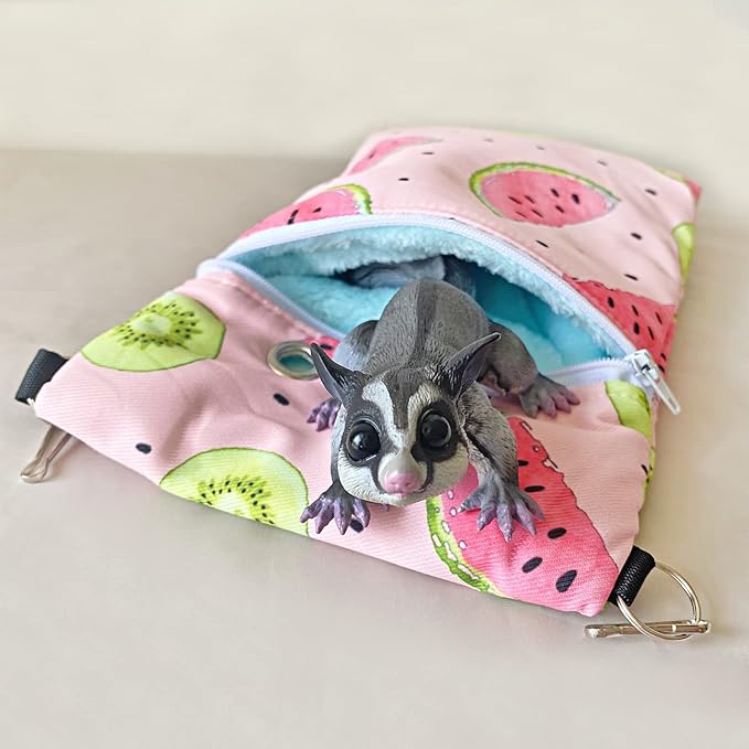Waterproof composite Fabric Sugar Glider Bonding Carry Pouch Portable Small Animal Carrier Bag Small Animal Bonding Crossbody Strap for Hamster Rat Gerbil Other Small Pet Sleeping Bag With Vent (Pink)
