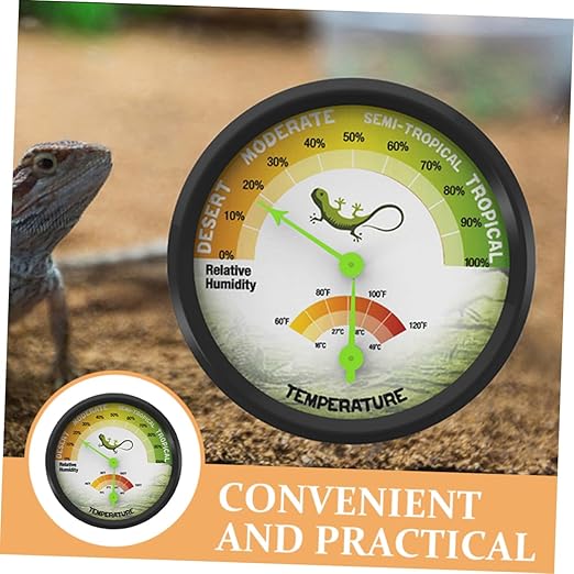 Abaodam High Precision Reptile Thermometer and Humidity Gauge Mechanical Hygrometer for Terrarium and Pet Boxes Easy Install No Battery Needed