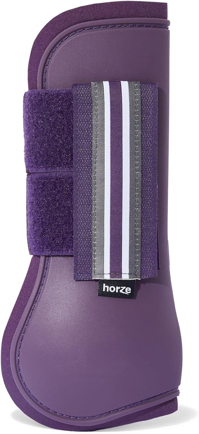 HORZE Adepto Open Front Tendon Boots | Durable Shell with Neoprene Lining - Blackcurrant Purple - Horse