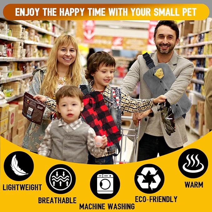 WATFOON Adjustable Lizard Leather Leash Harness and Bearded Dragon Carrier Sling, Reptile Small Pet Training Leashes and Beardie Snuggle Bag for Outdoor Travel(XL Grey Sling)