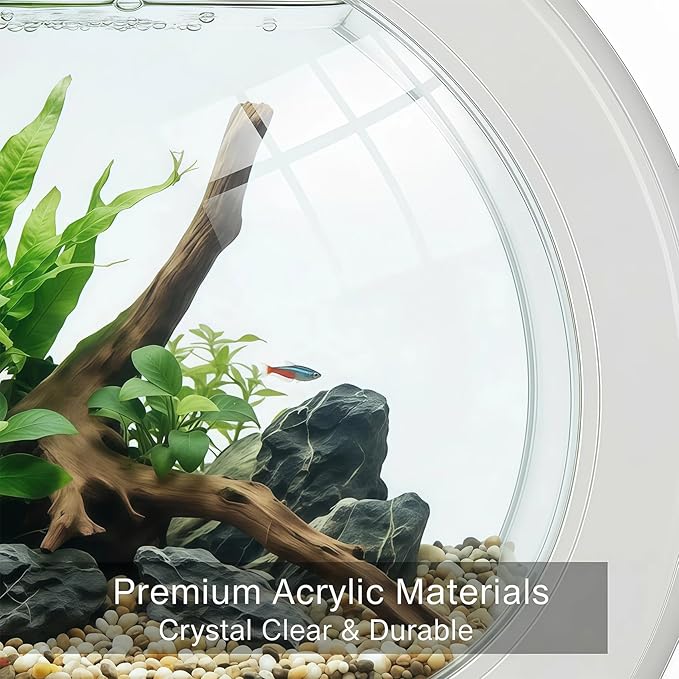 1.5 Gallon Fish Tank Kit with 7-Color LED & Quiet Filter, HD Glass Desktop Aquarium Starter Kits for Betta, Self-Cleaning Small Fish Tank for Home Office, Ideal for Kids & Beginners