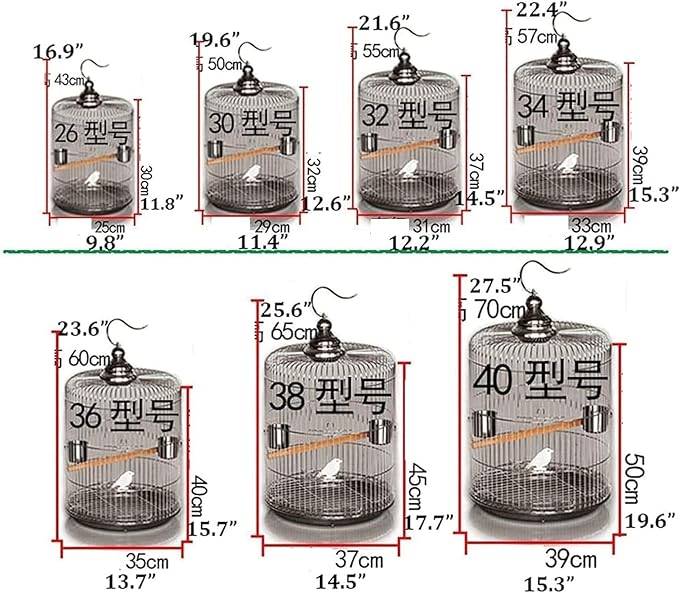 Bird Cage Round Bird Aviary Stainless Steel Tall Tiel Cage Parrot Cage Flight Birdcag Bird Carrier Portable Travel Carrier Cage(6.5)