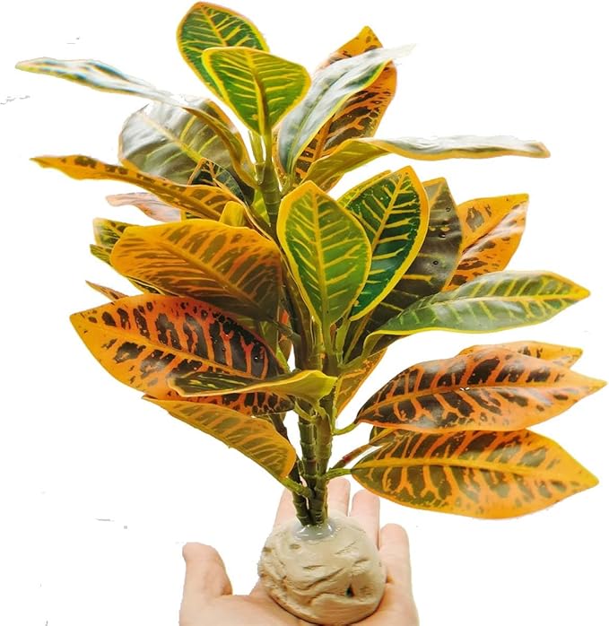 Reptile Plants Terrarium Artificial Leaves Reptile Tank Decorations for Bearded Dragon Lizard Snake Geckos Chameleon Amphibian Habitat Terrarium Decor