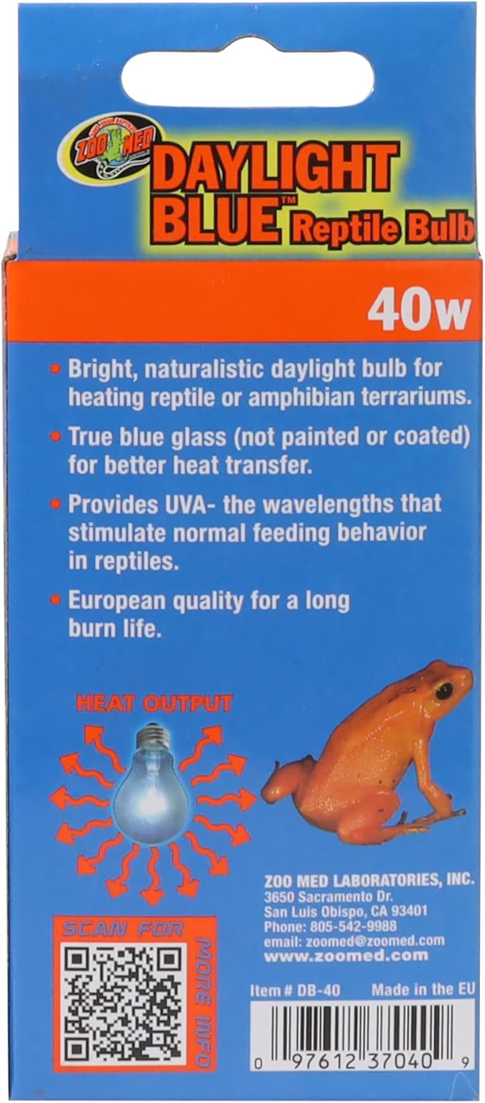 Zoo Med Daylight Blue Incandescent Reptile Bulb 40 Watts - Pack of 4