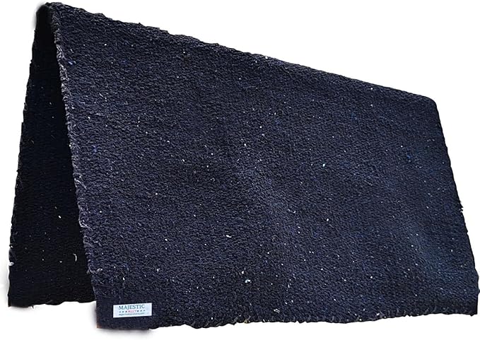 Majestic Ally Solid Color 34"x 36" Traditional Acrylic Saddle Blanket with Hemline Edges-3.7 lbs (Black)