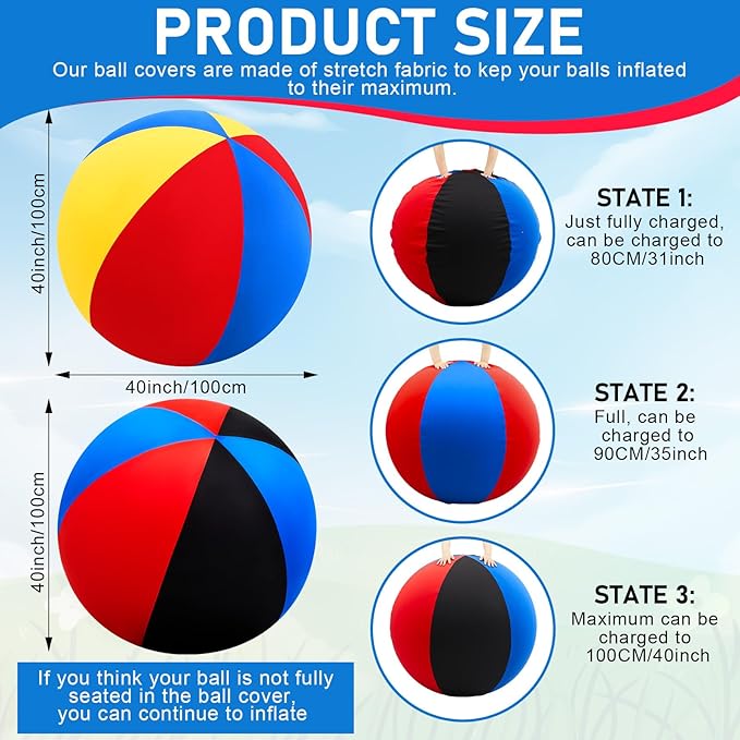 2 Pcs 40 Inch Horse Ball Covers Please Watch VCR for How to Inflation Mega Herding Play Covers for Horse Herding Ball(Cute Style)