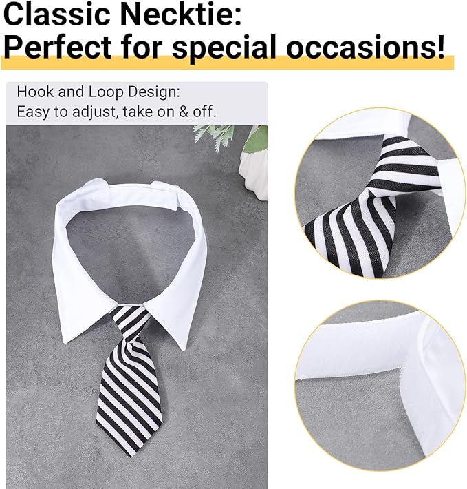 Segarty Bow Tie Dog Collar, 6 Pieces Adjustable Pets Dog Cat Neck Ties Pet Necktie with Suit White Collar for Medium Large Dogs Tuxedo Costumes Grooming Accessories, Dog Tux Ties for Wedding