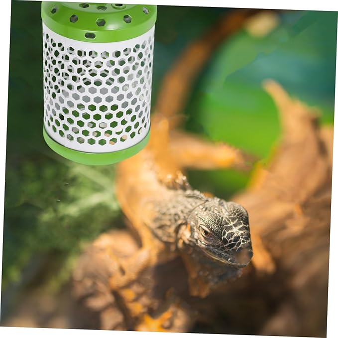 LIOOBO Heater Lamp Grille Gecko Tank Accessories Bearded Dragon Tank Lights Heat Lamp for Turtle Reptile Shade Reptile Light Cage Reptile Light Dome Heat Stand Green Iron