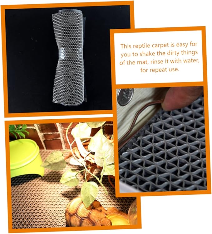 Kisangel 3-in-1 Reptile Carpet Mat for Tortoise Lizard Cage Bedding Reusable Terrarium Liner for Snakes Soft PET Substrate Easy Clean Design
