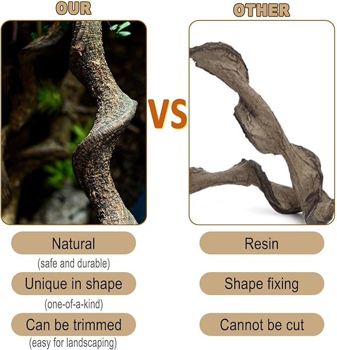 Reptile Decor 4PCS Natural Forest Branch Terrarium Habitat Driftwood Decoration Lizard Climbing Tree Branch for Bearded Dragon Gecko Snake Frog Chameleon Spider