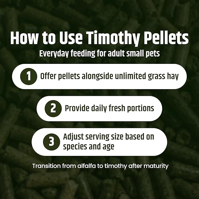 High Desert Timothy Hay Pellets for Small Pets, Natural Timothy Pellets for Daily Feeding, Rabbits, Chinchillas and Guinea Pigs Food, Balanced Fiber for Digestive Health, Small Pet Supplies, 63 oz Bag
